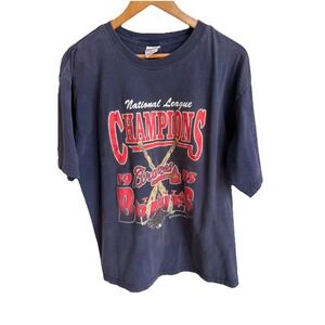 Vintage 90's True Fan Atlanta Braves Championship Tee Shirt 1995 Men's Size XL